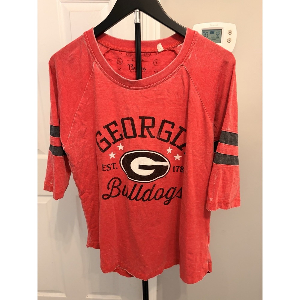 Pressbox Georgia Bulldogs Lge Red 3/4 Sleeve Jade Vintage Washed Jersey T-Shirt